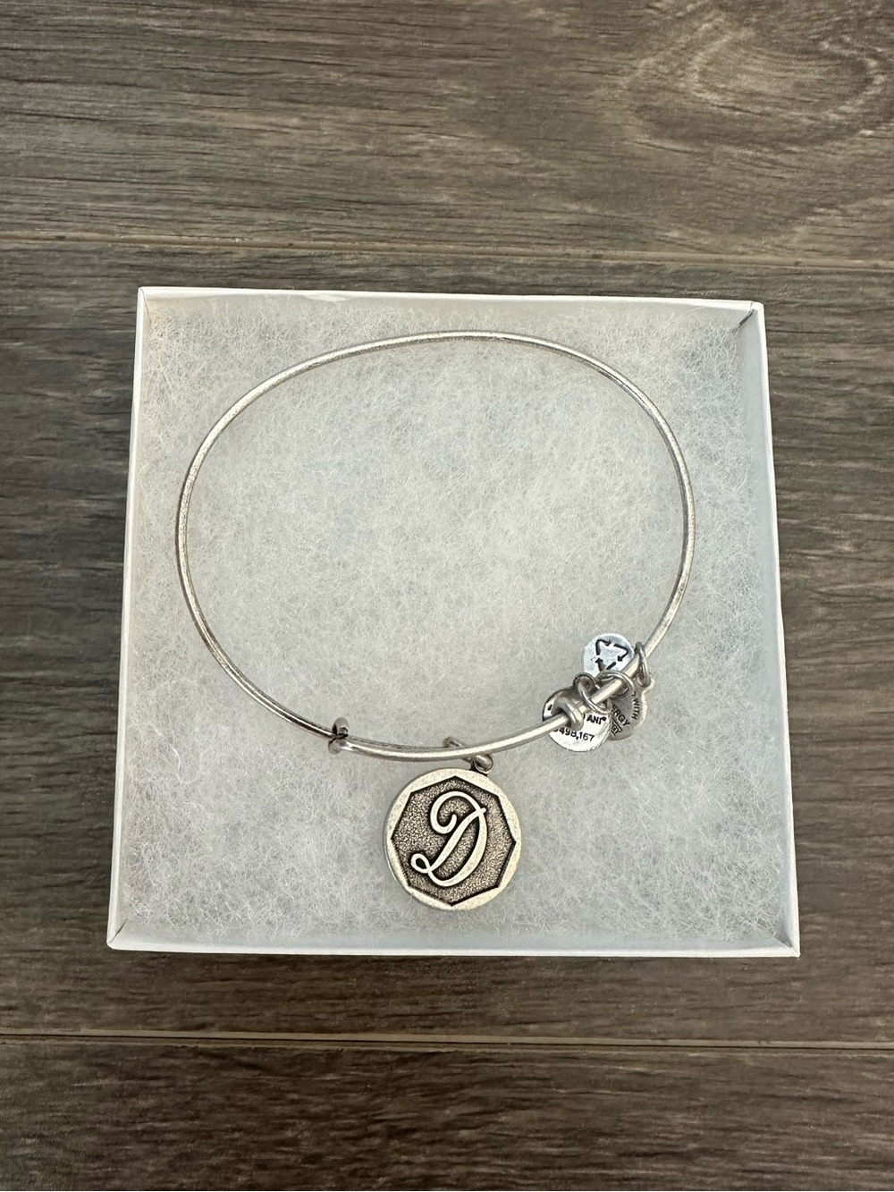 Alex and Ani Silver Initial D Charm Bangle Bracelet